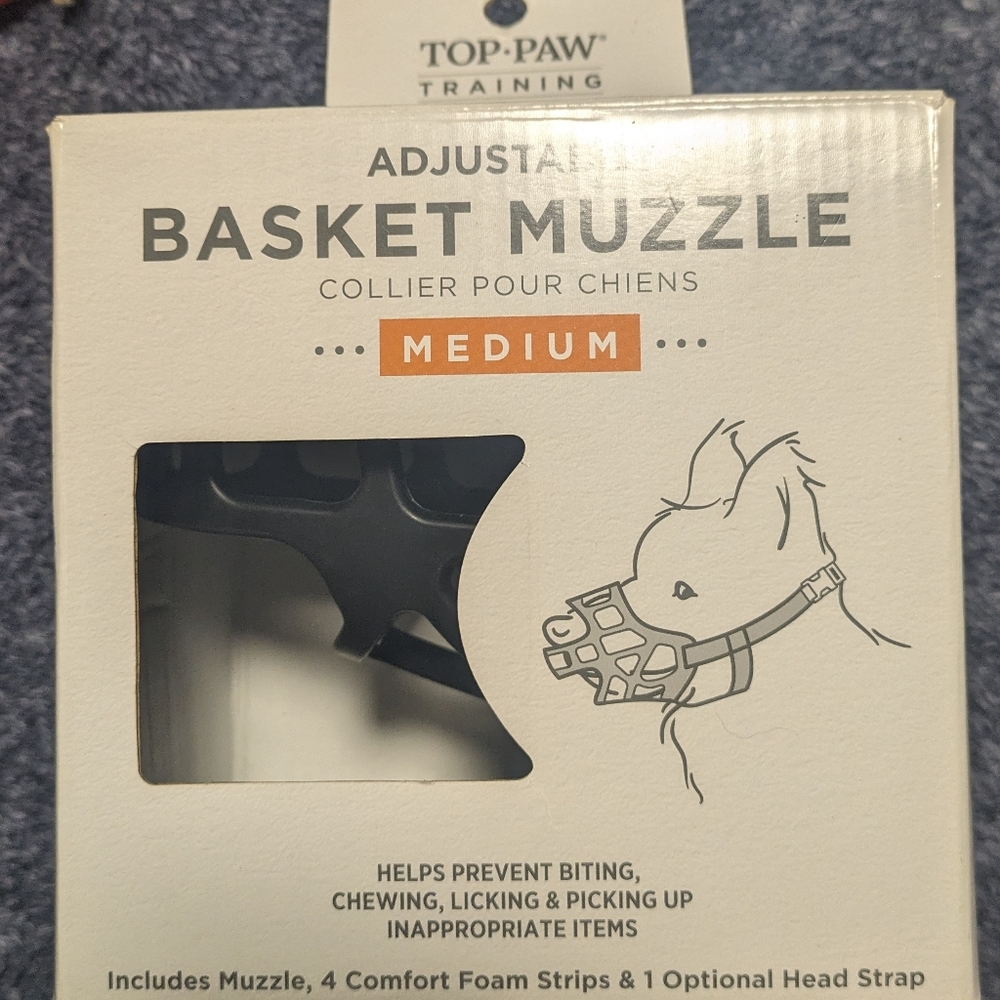 Muzzle, basket muzzle, Top Paw brand, medium size, black